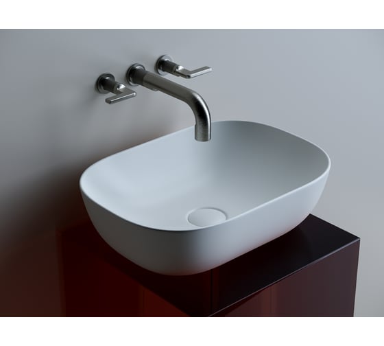 Умывальник Ceramicanova Element чаша накладная, прямоугольный, белый матовый, 455х325х135 мм CN6009MW 1