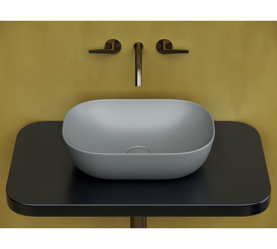 Умывальник Ceramicanova Element чаша накладная, прямоугольный, антрацит матовый, 455х325х135 мм CN6009MH