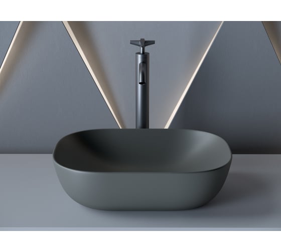 Умывальник Ceramicanova Element чаша накладная, прямоугольный, темный антрацит матовый, 455х325х135 мм CN6009MDH