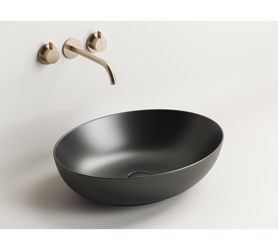 Умывальник Ceramicanova Element чаша накладная, овальный, чёрный матовый, 520х395х130 мм CN6017MB