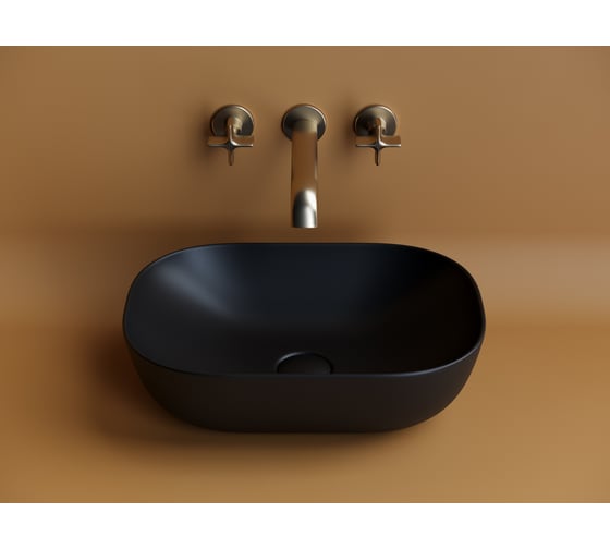 Умывальник Ceramicanova Element чаша накладная, прямоугольный, чёрный матовый, 455х325х135 мм CN6009MB