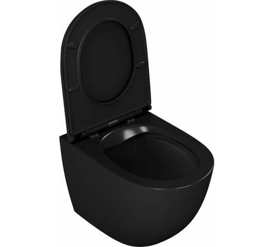 Подвесной безободковый унитаз D&K DK Matrix 490х370х360 мм, сиденье микролифт, черный DT1396025
