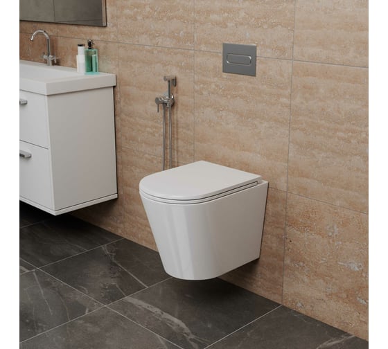 Подвесной безободковый унитаз D&K DK Venice 515х355х365 мм, сиденье микролифт, белый DT1026016