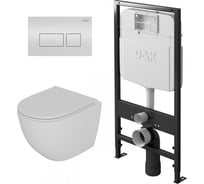 Комплект D&K подвесной безободковый унитаз DK Matrix 490х370х360 мм, сиденье микролифт, белый DS1391601