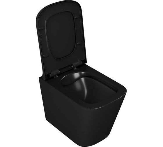 Подвесной безободковый унитаз D&K DK Berlin 490х340х350 мм, сиденье микролифт, черный DT1436025