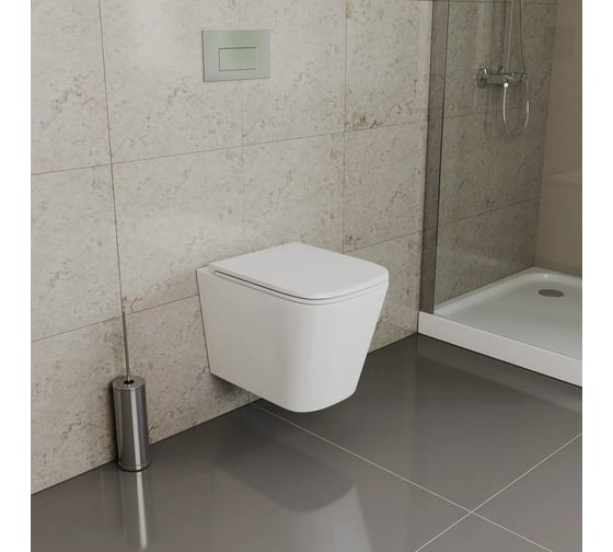 Подвесной безободковый унитаз D&K DK Quadro 530х360х365 мм, сиденье микролифт, белый DT1516016