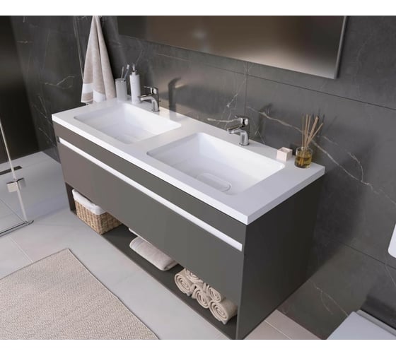 Полувстраиваемая раковина для ванной uperwood Modul_120 см, двойная ...