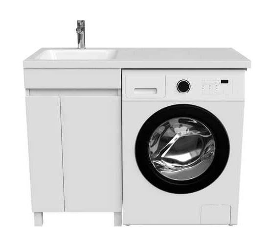 Напольная тумба с умывальником для стиральной машины IDDIS Optima home с дверцами 120 см левая белая OPH12LDi95K
