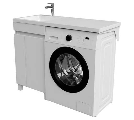Напольная тумба с умывальником для стиральной машины IDDIS Optima home с дверцами 120 см левая белая OPH12LDi95K