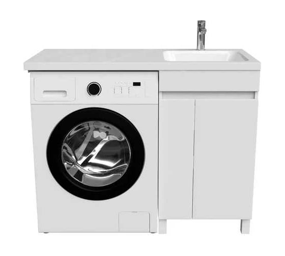 Напольная тумба с умывальником для стиральной машины IDDIS Optima home с дверцами 120 см правая белая OPH12RDi95K