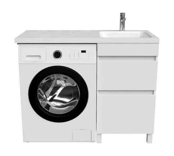 Напольная тумба с умывальником для стиральной машины IDDIS Optima home с ящиками 120 см правая белая OPH12RBi95K