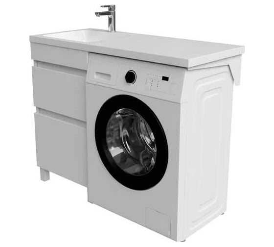 Напольная тумба с умывальником для стиральной машины IDDIS Optima home с ящиками 120 см левая белая OPH12LBi95K