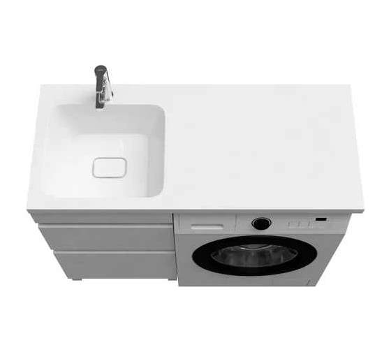 Напольная тумба с умывальником для стиральной машины IDDIS Optima home с ящиками 120 см левая белая OPH12LBi95K