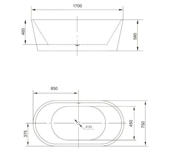 Акриловая ванна Art&Max ARTMAX AM-203-1700-750