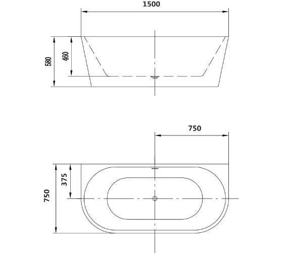 Акриловая ванна Art&Max ARTMAX AM-206-1500-750