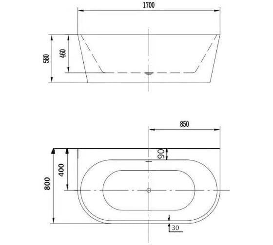 Акриловая ванна Art&Max ARTMAX AM-206A-1700-800