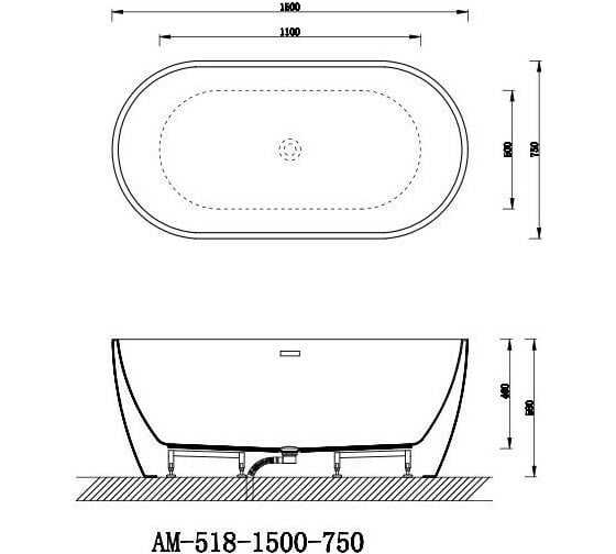 Акриловая ванна Art&Max ARTMAX AM-518-1500-750