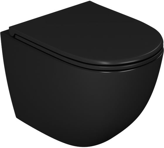 Комплект D&K подвесной безободковый унитаз DK Matrix DT1396025 490х370х360 мм, сиденье микролифт, черное, инсталляция и кнопка DS1392502