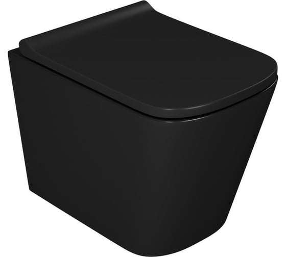 Комплект D&K подвесной безободковый унитаз DK Berlin DT1436025, 490х340х350 мм, сиденье микролифт, черное, инсталляция и кнопка DS1432502