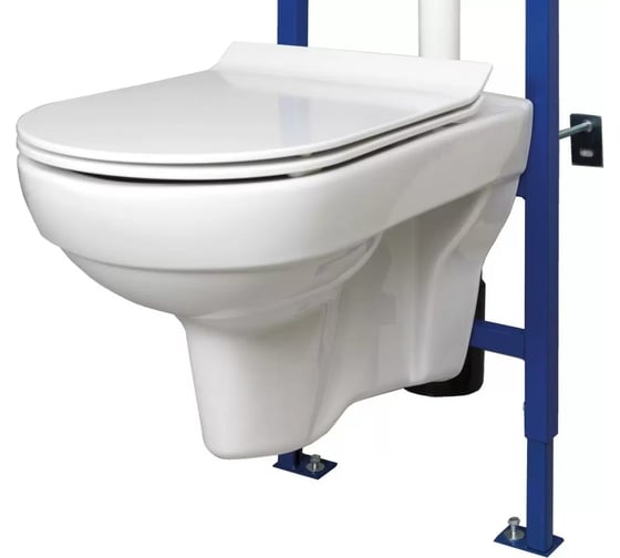 Комплект Cersanit унитаз CITY CO DPL EO slim инсталляци LINK PRO, кнопка ESTETICA пластик белый, с рамкой хром 64277