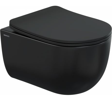 Подвесной унитаз Berges VENTAS Black Rimless 49 см, сиденье дюропласт Ventas Slim SO, микролифт, быстросъём 082136