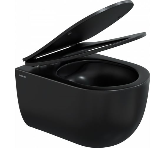 Подвесной унитаз Berges VENTAS Black Rimless 49 см, сиденье дюропласт Ventas Slim SO, микролифт, быстросъём 082136