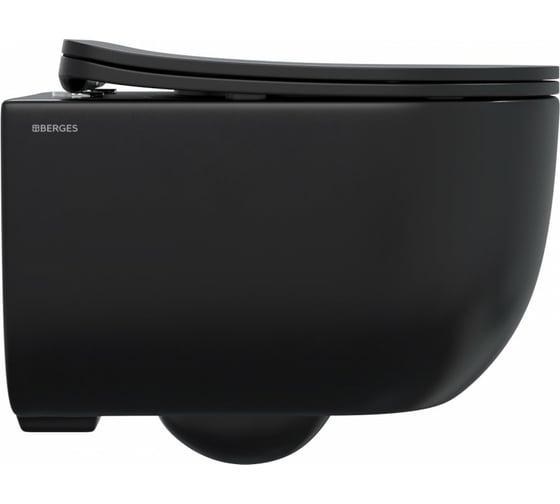 Подвесной унитаз Berges VENTAS Black Rimless 49 см, сиденье дюропласт Ventas Slim SO, микролифт, быстросъём 082136