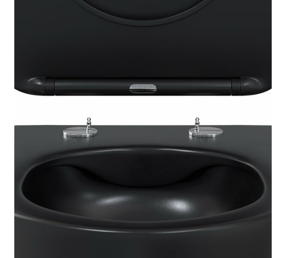 Подвесной унитаз Berges VENTAS Black Rimless 49 см, сиденье дюропласт Ventas Slim SO, микролифт, быстросъём 082136