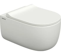 Подвесной унитаз Berges EGO XL матовый белый Rimless 54 см, сиденье EGO XL Slim SO матовый белый, микролифт , быстросъем 082228