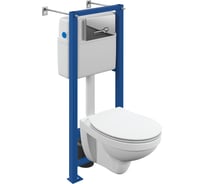Комплект Cersanit унитаз DELFI DPL EO slim инсталляция VECTOR кнопка ACTIS S-SET-DEL/Vec/S-DL/Ac-Cg-w
