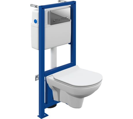 Комплект Cersanit унитаз CITY CO DPL EO slim + инсталляция LINK PRO + кнопка ESTETICA пластик хром глянцевый 64121