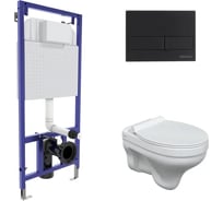 Комплект Berges инсталляция NOVUM кнопка L5 черная SoftTouch, унитаз ALBIT S, сидение дюропласт Top Slim SO 042439