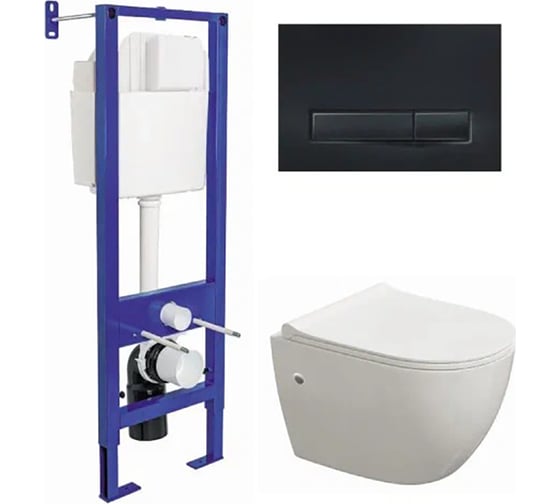 Комплект Berges инсталляция ATOM Line 410 черная SoftTouch, унитаз OKUS, сидение дюропласт Okus Slim SO 042445