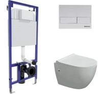 Комплект Berges инсталляция NOVUM кнопка L4, унитаз OKUS, сиденье дюропласт Toma Slim SO 043277
