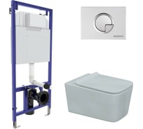Комплект Berges инсталляция NOVUM кнопка R2, унитаз FLOE, сиденье дюропласт FLOE Slim SO 043281