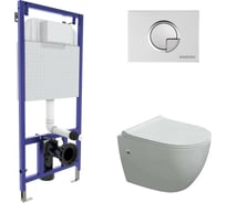 Комплект Berges инсталляция NOVUM кнопка R2, унитаз OKUS, сиденье дюропласт Toma Slim SO 043276