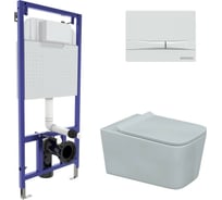 Комплект Berges инсталляция NOVUM кнопка F1 унитаз FLOE, сиденье дюропласт FLOE Slim SO 043283