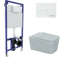 Комплект Berges инсталляция NOVUM кнопка L1, унитаз FLOE, сиденье дюропласт FLOE Slim SO 043284