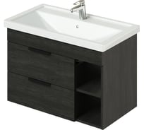 Тумба с раковиной IKA Alta 80 подвесная левая 810x453x540 Морское дерево Карбон 4657784358061