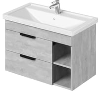 Тумба с раковиной IKA Alta 80 подвесная левая 810x453x540 Бетонный камень 4657784358085