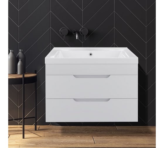 Подвесная тумба Toppus SATIN 80 с умывальником Deep, белый глянец 9811.005