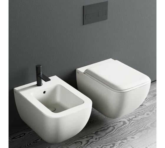 Подвесное биде SHUI 1 отверстие под смеситель, с комплектом крепежей, цвет Gloss White Cielo SHCOBS