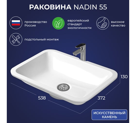 Умывальник подстольного монтажа ИТАНА Nadin 4657773608542