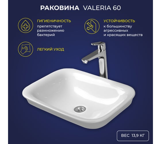 Полувстраиваемый умывальник ИТАНА Valeria 4657773608559