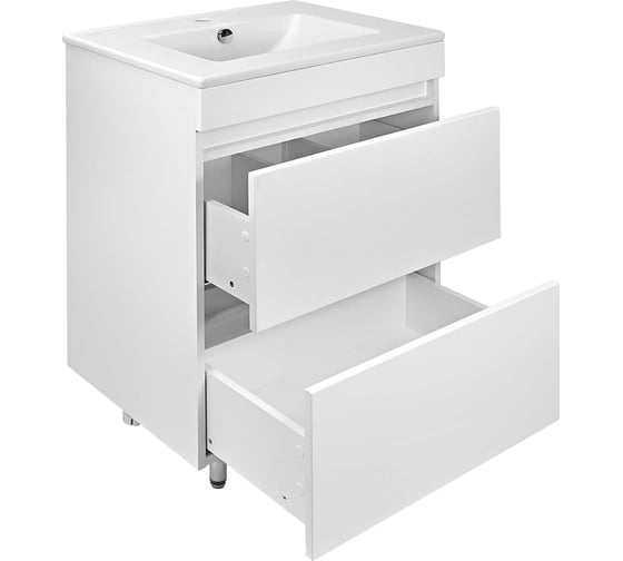 Напольная тумба Toppus ELVET 60 с умывальником Quadro, белый матовый 9811.018