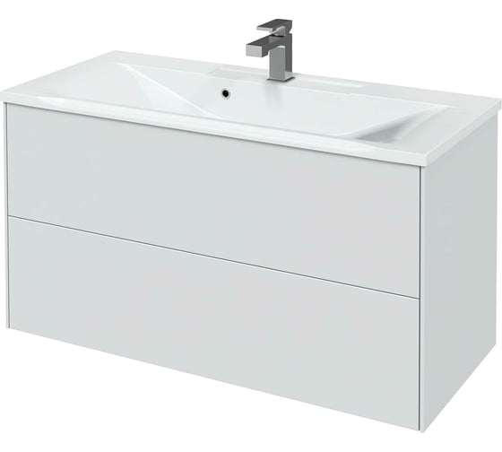 Подвесная тумба Toppus SILK 100 с умывальником Premier, белый матовый 9811.003
