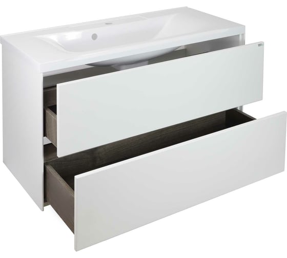 Подвесная тумба Toppus SILK 100 с умывальником Premier, белый матовый 9811.003