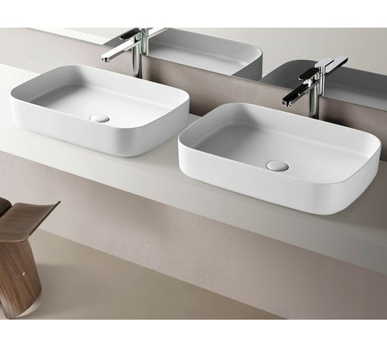 Раковина Cielo SHUI накладная без отверстия для смесителя, цвет Gloss White SHCOLAR60