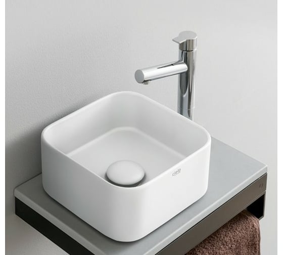 Раковина Cielo MINIMO накладная, без отверстия для смесителя, цвет Gloss White MILAQ