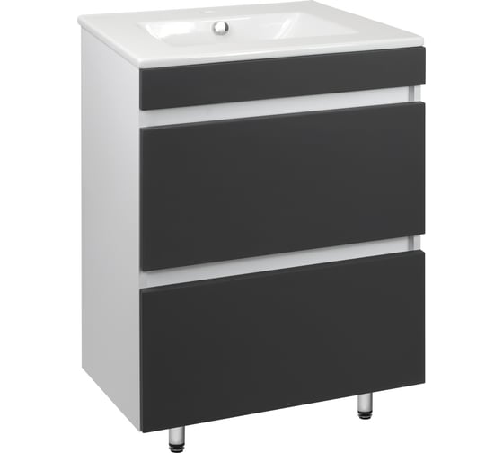 Напольная тумба Toppus VELVET 60 с умывальником Quadro, графит матовый 9811.017
